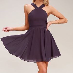 Lulus Forevermore dusty purple skater dress